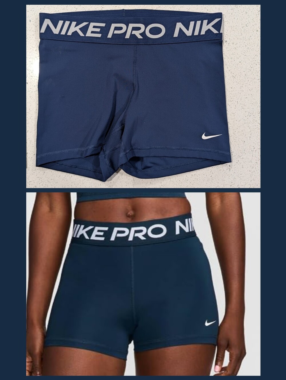 Blue Nike Pro Compression 3" Cheer Shorts Ladies XL Extra Large LOGO Wide Band